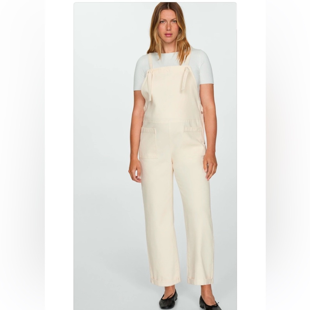 Mango Ecru Denim Maternity Overalls